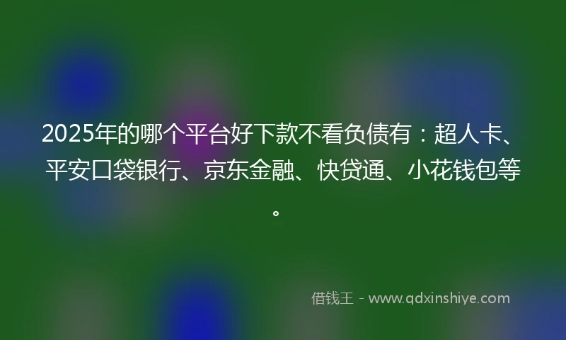 2025年的哪个平台好下款不看负债有：超人卡、平安口袋银行、京东金融、快贷通、小花钱包等。