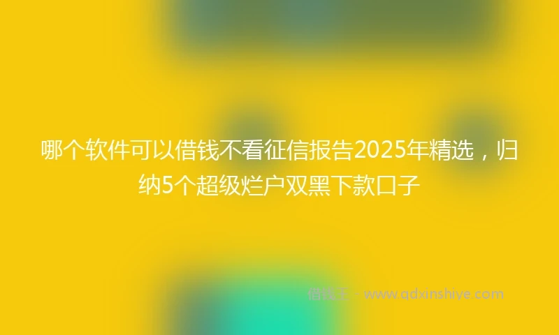 哪个软件可以借钱不看征信报告2025年精选，归纳5个超级烂户双黑下款口子