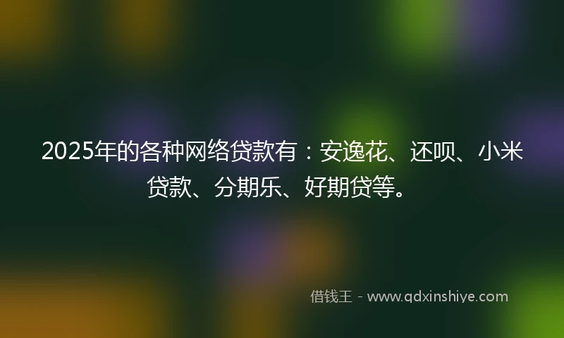 2025年的各种网络贷款有：安逸花、还呗、小米贷款、分期乐、好期贷等。