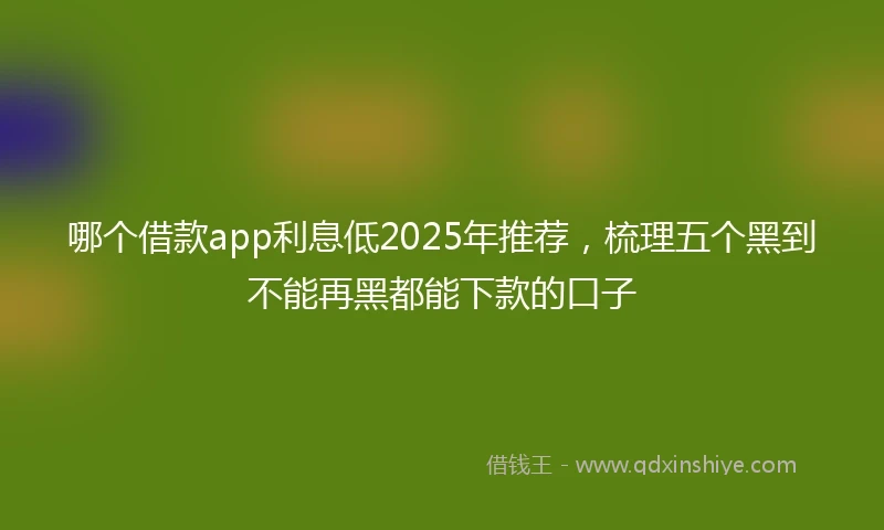 哪个借款app利息低2025年推荐，梳理五个黑到不能再黑都能下款的口子