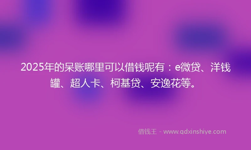 2025年的呆账哪里可以借钱呢有:e微贷、洋钱罐、超人卡、柯基贷、安逸花等。