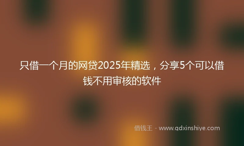 只借一个月的网贷2025年精选，分享5个可以借钱不用审核的软件
