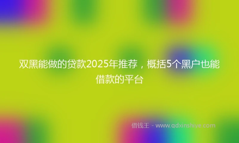 双黑能做的贷款2025年推荐，概括5个黑户也能借款的平台
