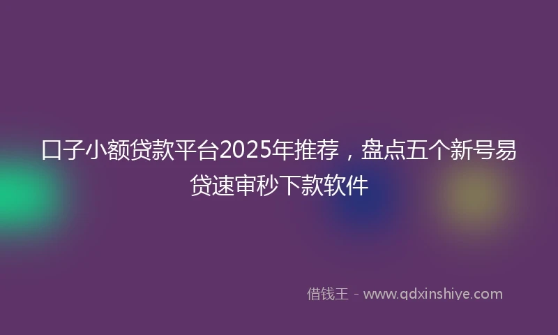 口子小额贷款平台2025年推荐，盘点五个新号易贷速审秒下款软件