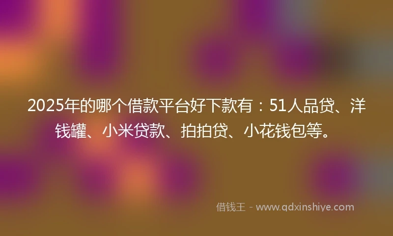 2025年的哪个借款平台好下款有：51人品贷、洋钱罐、小米贷款、拍拍贷、小花钱包等。