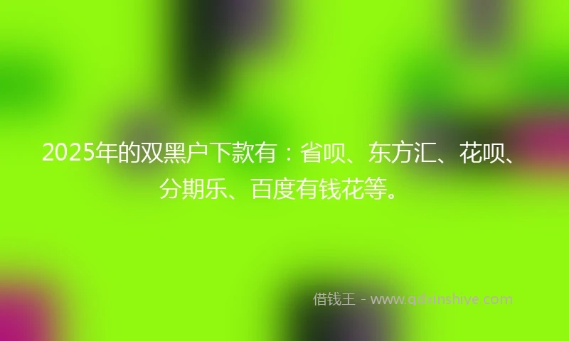 2025年的双黑户下款有：省呗、东方汇、花呗、分期乐、百度有钱花等。