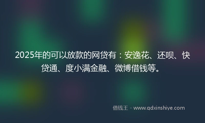 2025年的可以放款的网贷有:安逸花、还呗、快贷通、度小满金融、微博借钱等。
