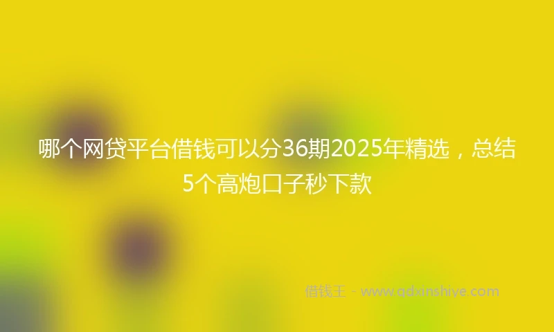 哪个网贷平台借钱可以分36期2025年精选，总结5个高炮口子秒下款