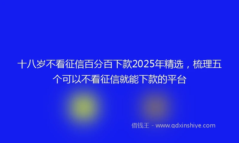 十八岁不看征信百分百下款2025年精选，梳理五个可以不看征信就能下款的平台