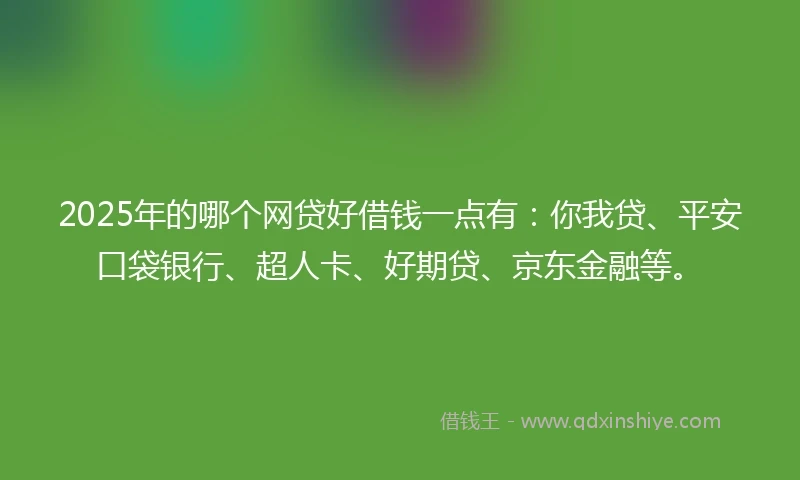 2025年的哪个网贷好借钱一点有：你我贷、平安口袋银行、超人卡、好期贷、京东金融等。