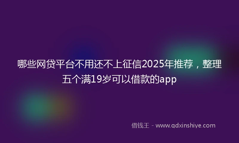 哪些网贷平台不用还不上征信2025年推荐，整理五个满19岁可以借款的app