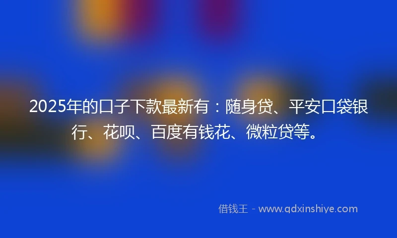 2025年的口子下款最新有：随身贷、平安口袋银行、花呗、百度有钱花、微粒贷等。