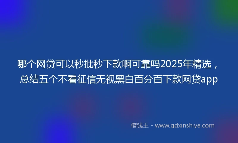 哪个网贷可以秒批秒下款啊可靠吗2025年精选，总结五个不看征信无视黑白百分百下款网贷app