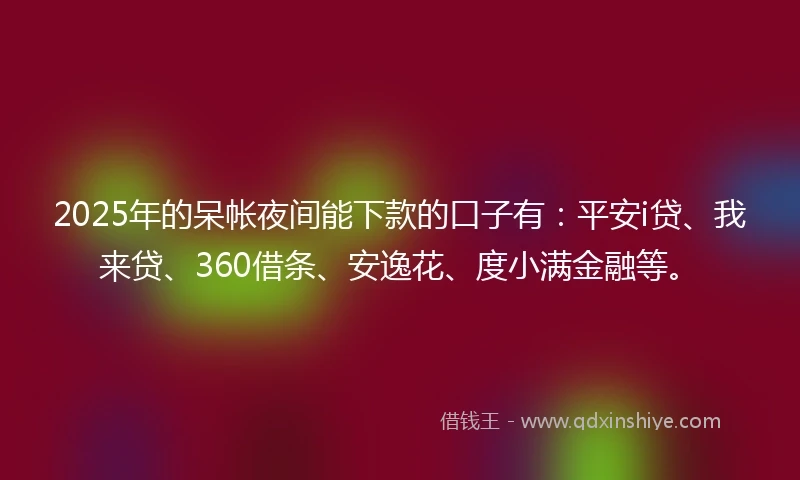 2025年的呆帐夜间能下款的口子有：平安i贷、我来贷、360借条、安逸花、度小满金融等。