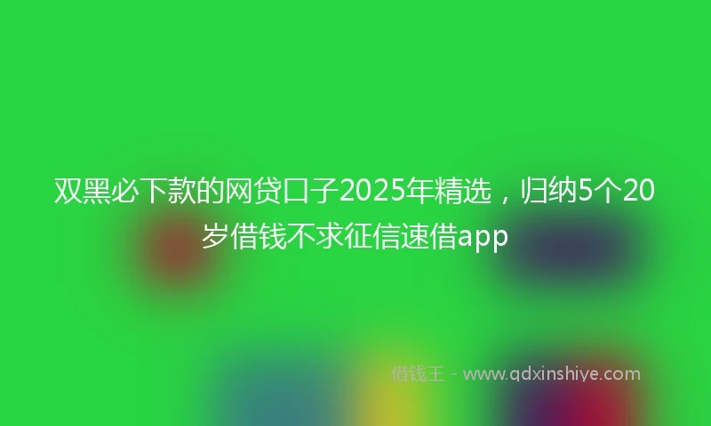 双黑必下款的网贷口子2025年精选，归纳5个20岁借钱不求征信速借app
