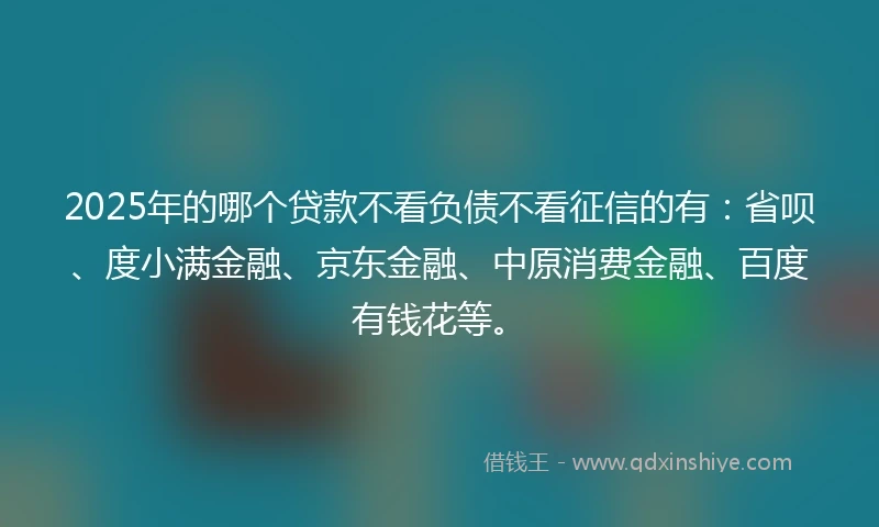 2025年的哪个贷款不看负债不看征信的有：省呗、度小满金融、京东金融、中原消费金融、百度有钱花等。