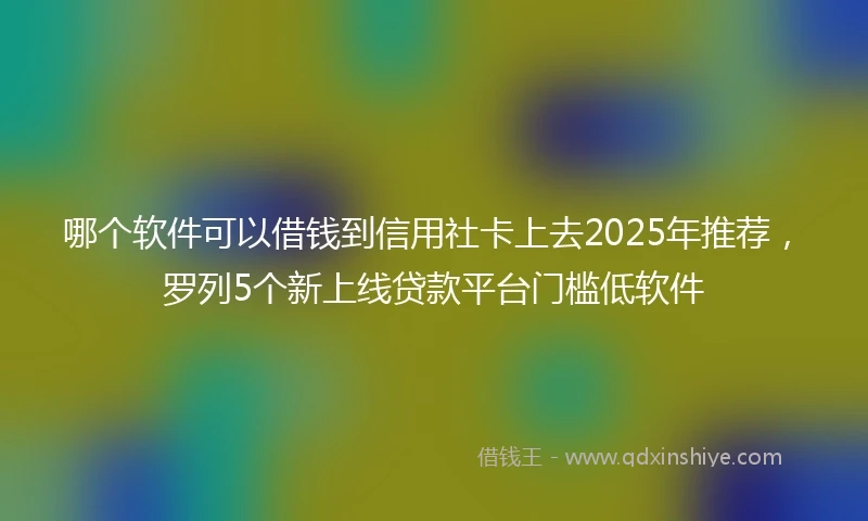哪个软件可以借钱到信用社卡上去2025年推荐，罗列5个新上线贷款平台门槛低软件