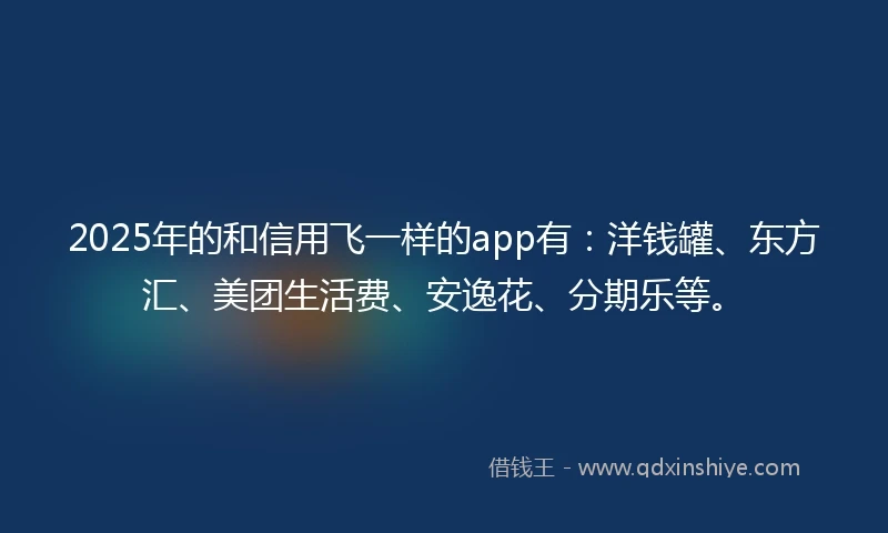 2025年的和信用飞一样的app有：洋钱罐、东方汇、美团生活费、安逸花、分期乐等。