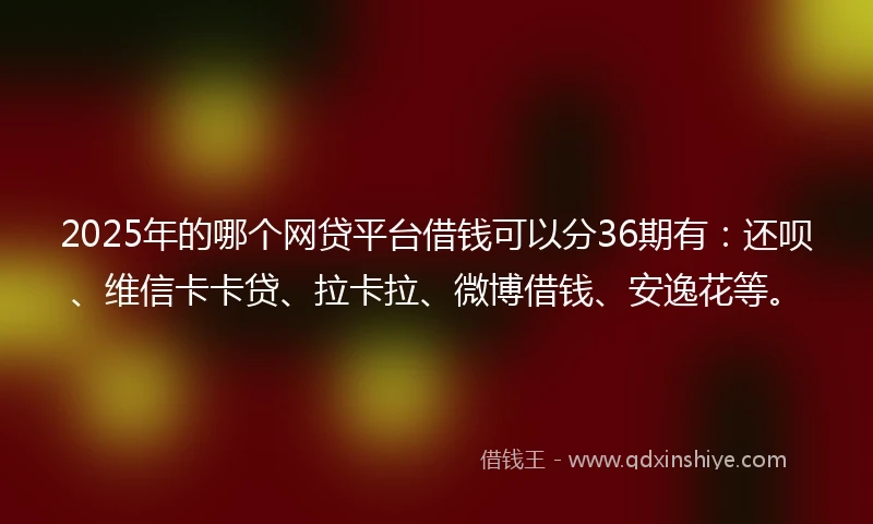 2025年的哪个网贷平台借钱可以分36期有：还呗、维信卡卡贷、拉卡拉、微博借钱、安逸花等。