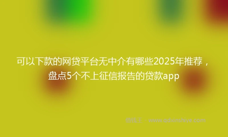 可以下款的网贷平台无中介有哪些2025年推荐，盘点5个不上征信报告的贷款app