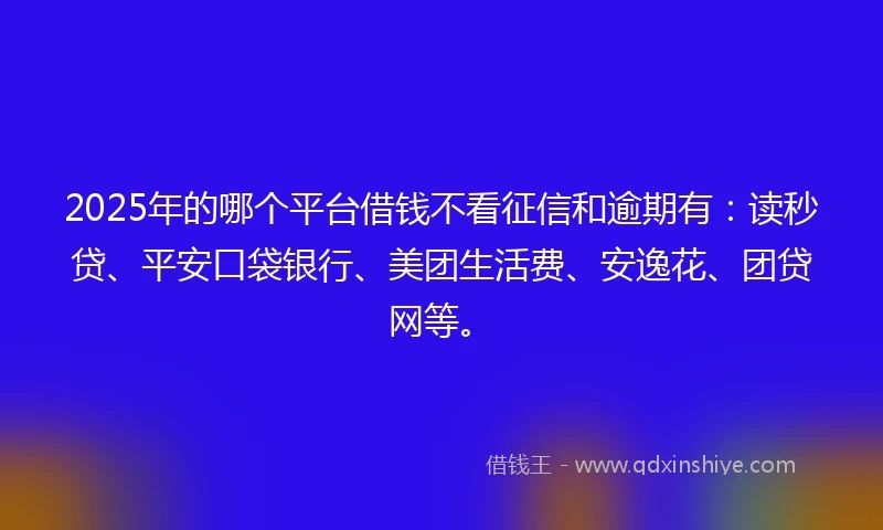 2025年的哪个平台借钱不看征信和逾期有：读秒贷、平安口袋银行、美团生活费、安逸花、团贷网等。