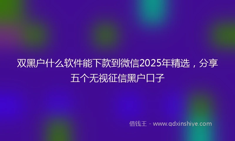 双黑户什么软件能下款到微信2025年精选，分享五个无视征信黑户口子