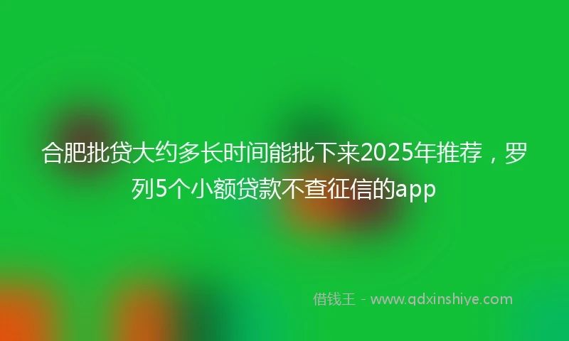合肥批贷大约多长时间能批下来2025年推荐，罗列5个小额贷款不查征信的app
