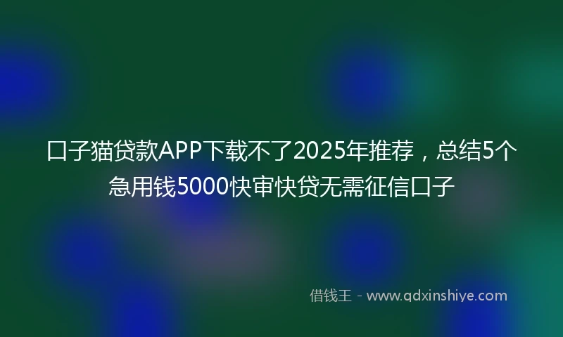 口子猫贷款APP下载不了2025年推荐，总结5个急用钱5000快审快贷无需征信口子