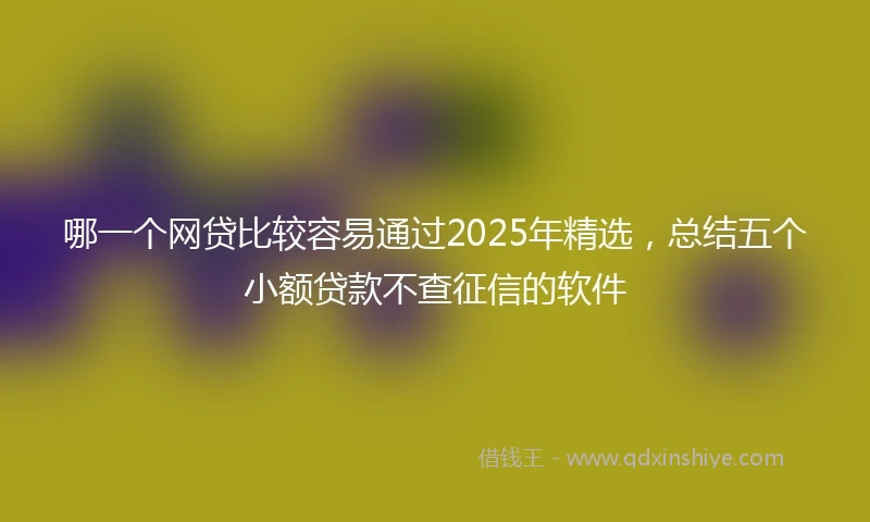 哪一个网贷比较容易通过2025年精选，总结五个小额贷款不查征信的软件