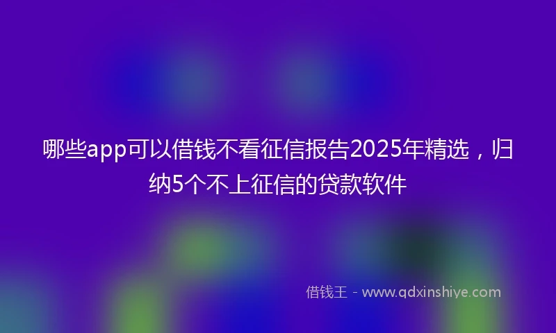 哪些app可以借钱不看征信报告2025年精选,归纳5个不上征信的贷款软件