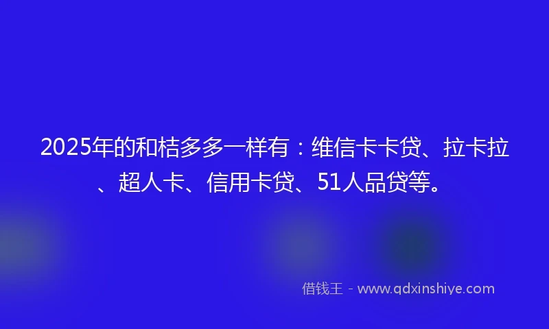 2025年的和桔多多一样有：维信卡卡贷、拉卡拉、超人卡、信用卡贷、51人品贷等。