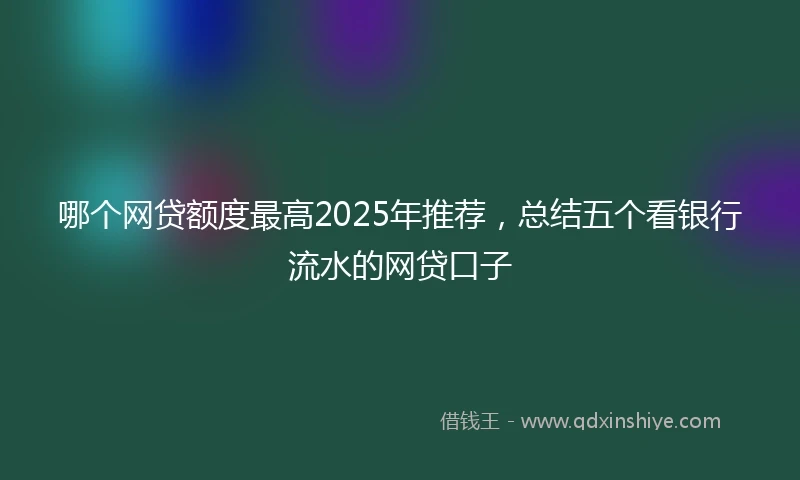 哪个网贷额度最高2025年推荐，总结五个看银行流水的网贷口子