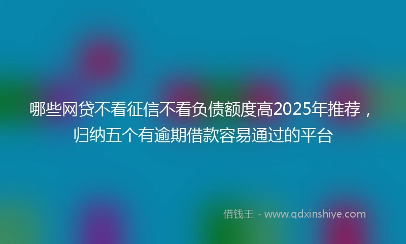 哪些网贷不看征信不看负债额度高2025年推荐，归纳五个有逾期借款容易通过的平台