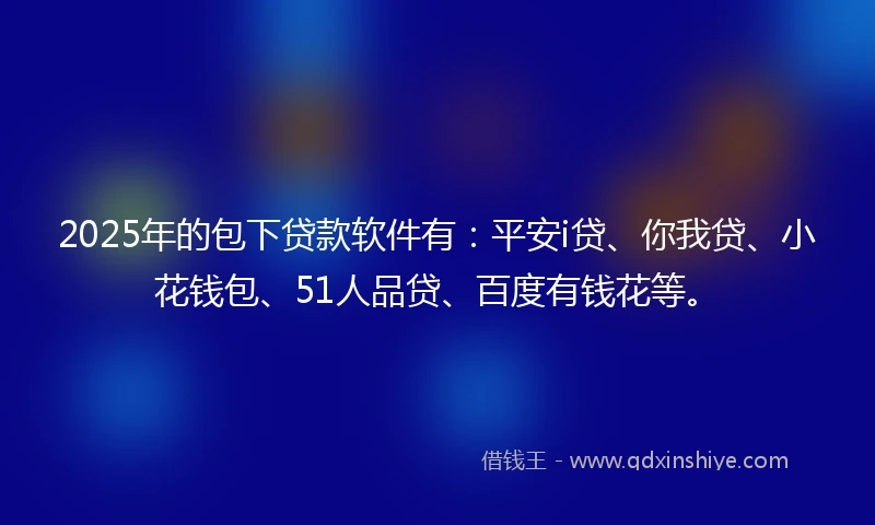 2025年的包下贷款软件有：平安i贷、你我贷、小花钱包、51人品贷、百度有钱花等。