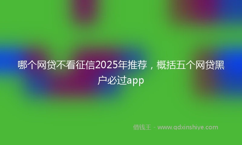 哪个网贷不看征信2025年推荐，概括五个网贷黑户必过app