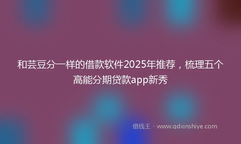 和芸豆分一样的借款软件2025年推荐，梳理五个高能分期贷款app新秀