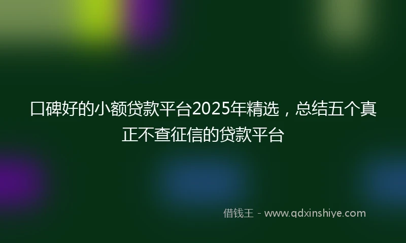 口碑好的小额贷款平台2025年精选,总结五个真正不查征信的贷款平台