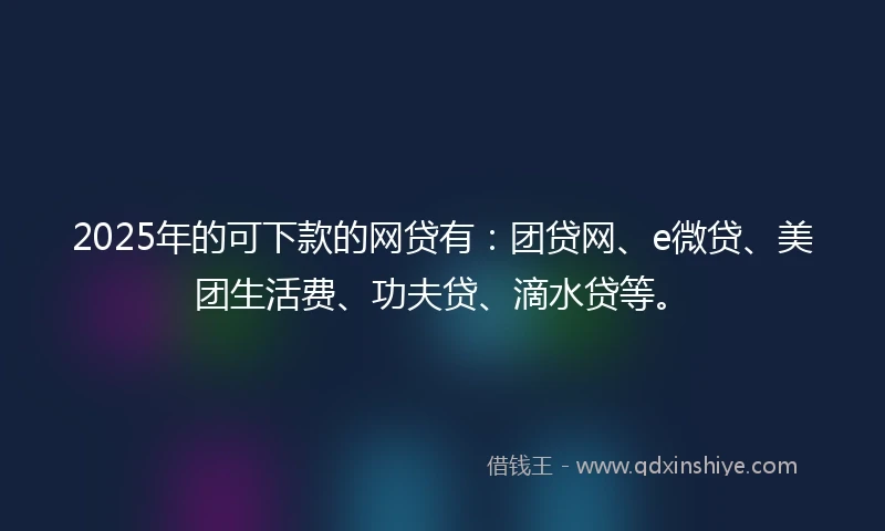 2025年的可下款的网贷有:团贷网、e微贷、美团生活费、功夫贷、滴水贷等。