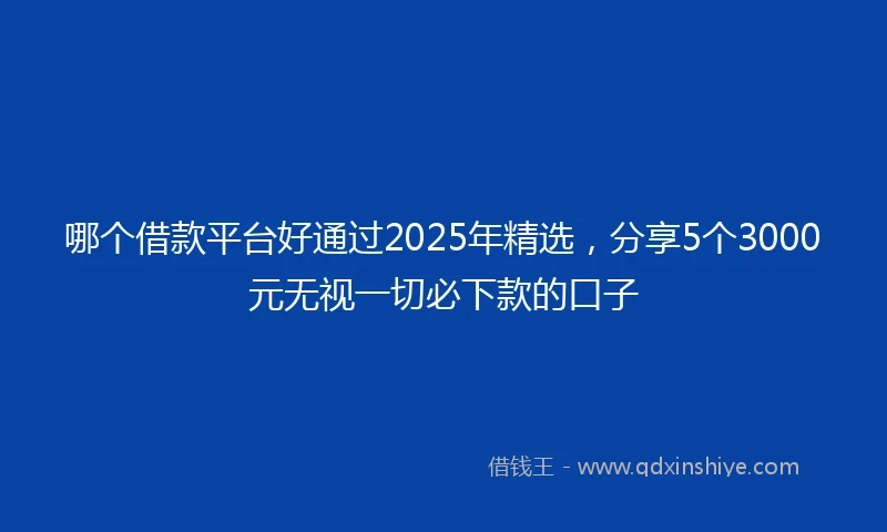 哪个借款平台好通过2025年精选，分享5个3000元无视一切必下款的口子