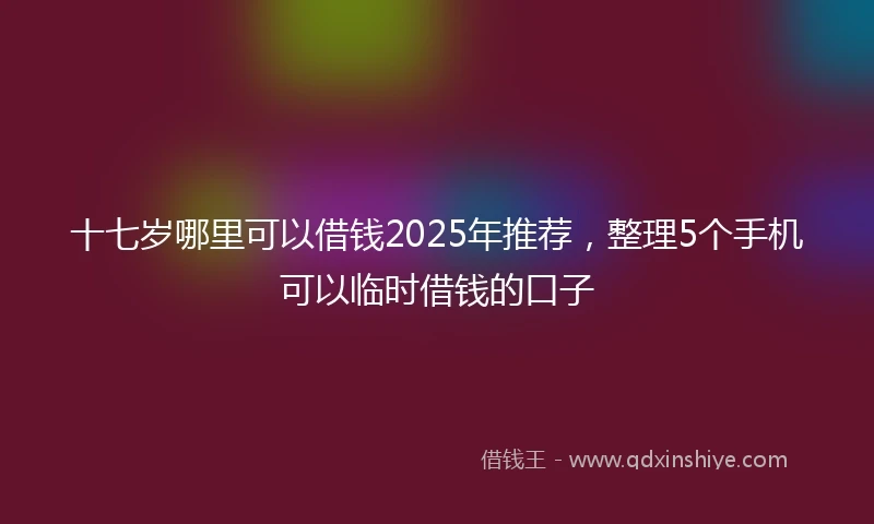 十七岁哪里可以借钱2025年推荐，整理5个手机可以临时借钱的口子