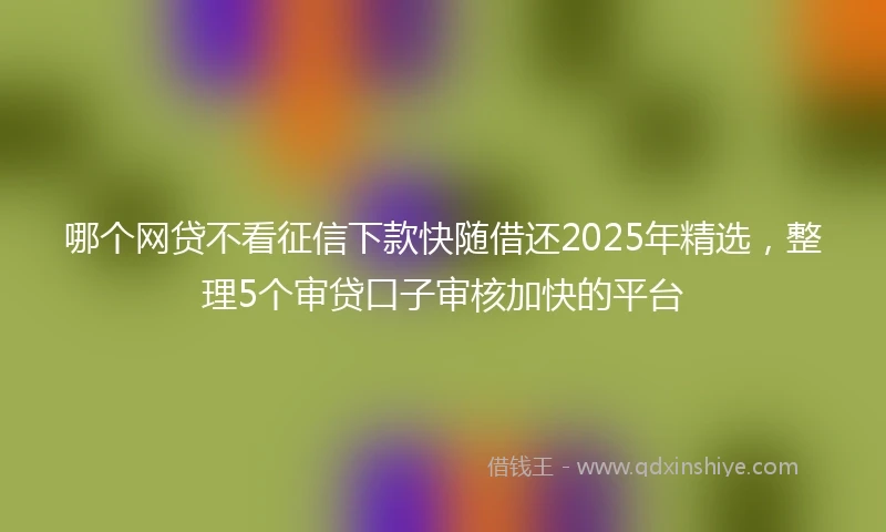 哪个网贷不看征信下款快随借还2025年精选，整理5个审贷口子审核加快的平台