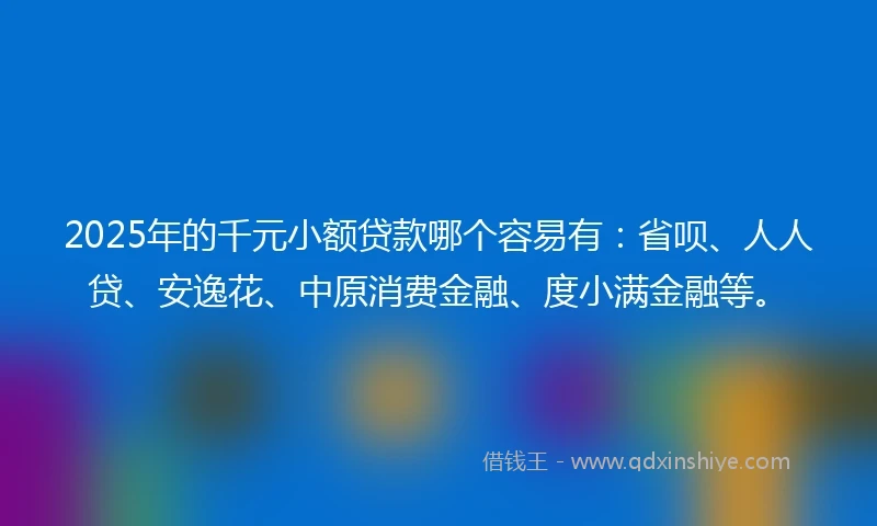 2025年的千元小额贷款哪个容易有：省呗、人人贷、安逸花、中原消费金融、度小满金融等。