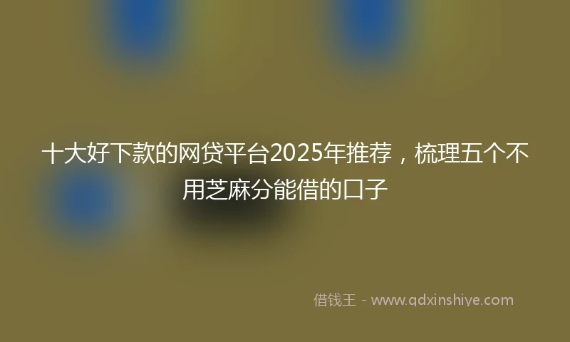 十大好下款的网贷平台2025年推荐，梳理五个不用芝麻分能借的口子