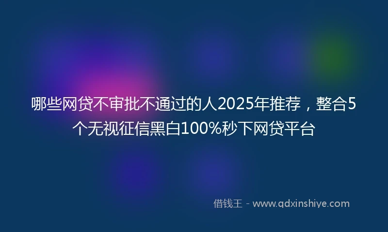 哪些网贷不审批不通过的人2025年推荐，整合5个无视征信黑白100%秒下网贷平台