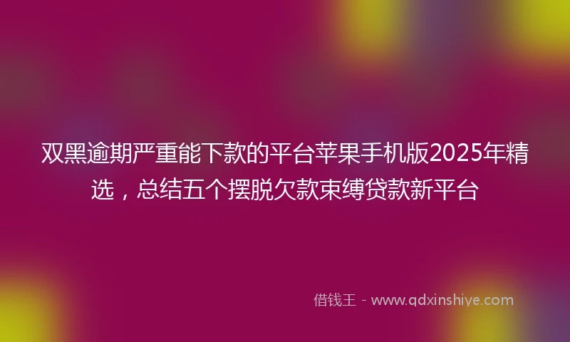 双黑逾期严重能下款的平台苹果手机版2025年精选，总结五个摆脱欠款束缚贷款新平台