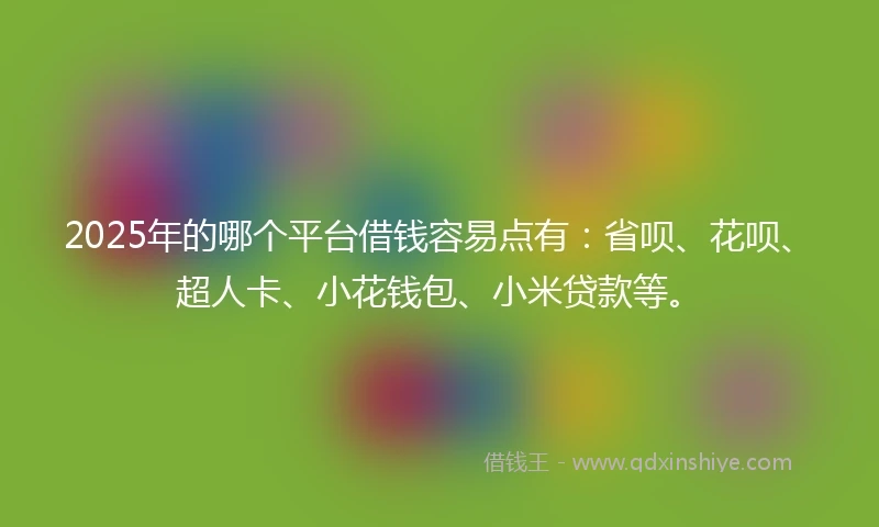 2025年的哪个平台借钱容易点有：省呗、花呗、超人卡、小花钱包、小米贷款等。