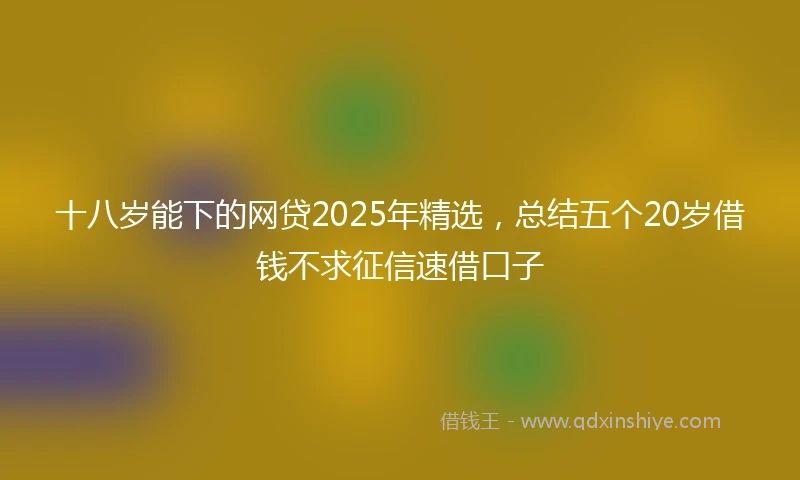 十八岁能下的网贷2025年精选，总结五个20岁借钱不求征信速借口子