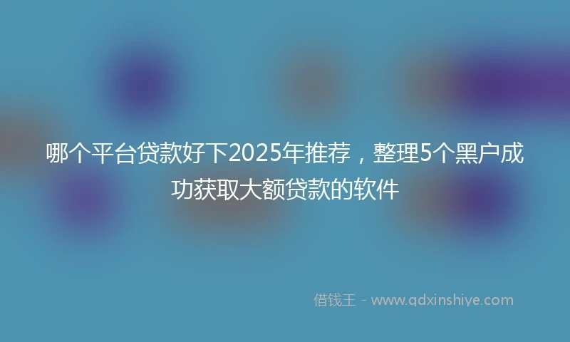 哪个平台贷款好下2025年推荐，整理5个黑户成功获取大额贷款的软件