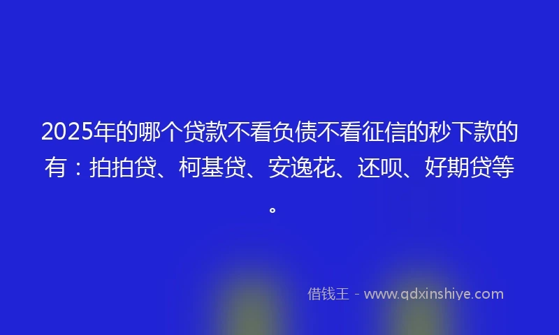 2025年的哪个贷款不看负债不看征信的秒下款的有：拍拍贷、柯基贷、安逸花、还呗、好期贷等。