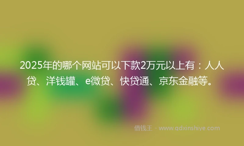 2025年的哪个网站可以下款2万元以上有：人人贷、洋钱罐、e微贷、快贷通、京东金融等。